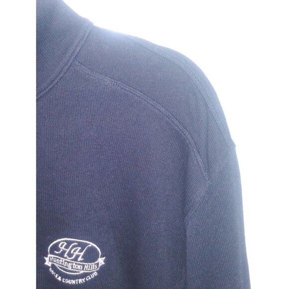 Divots pullover 1/4 Zip Sz L Black knit LS Huntington Hills Golf Polo sweater - Picture 7 of 9